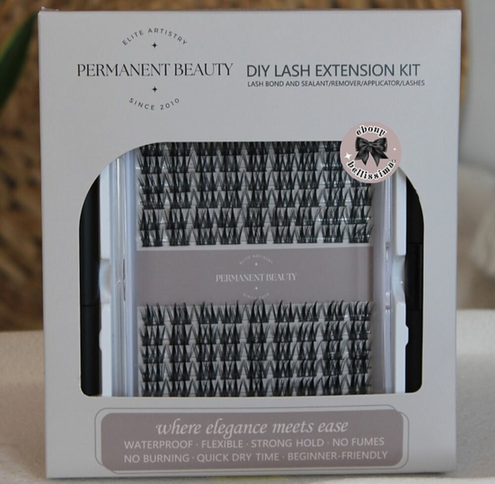 Permanent beauty long lasting lash extension cluster kit bond & seal + tweezers